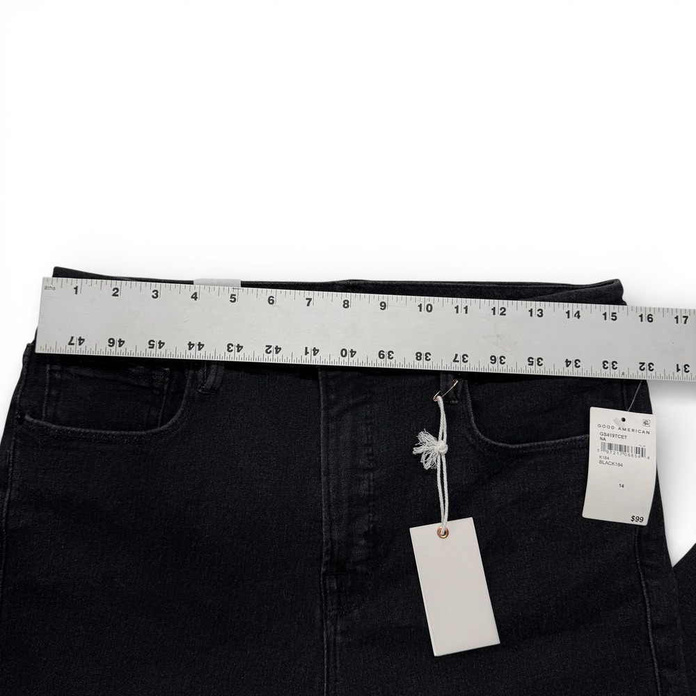 Good American Good Legs Straight Jeans Black Womens 14 /‎ 32 NEW NWT Denim - Picture 5 of 15